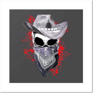 skull art, hat cowboy, bandanas, headband Posters and Art